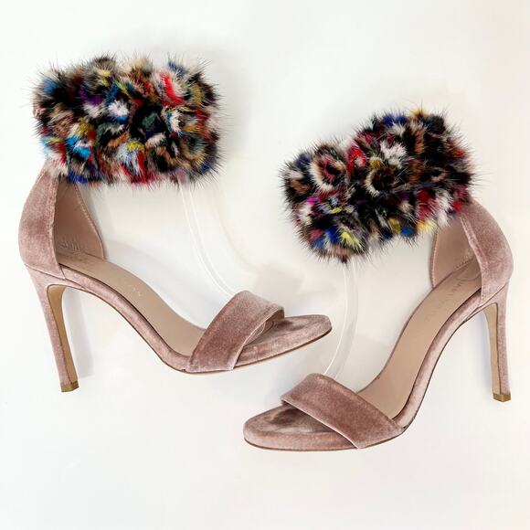 Stuart Weitzman Snowbiz Mink Pink Velvet Stiletto Heel Womens Size 7 - Picture 2 of 15